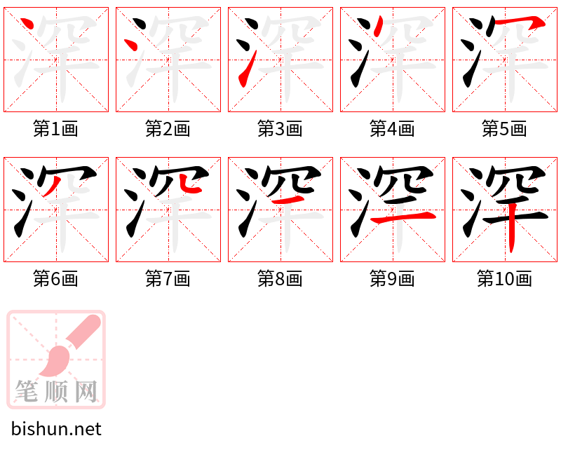 浫 笔顺规范