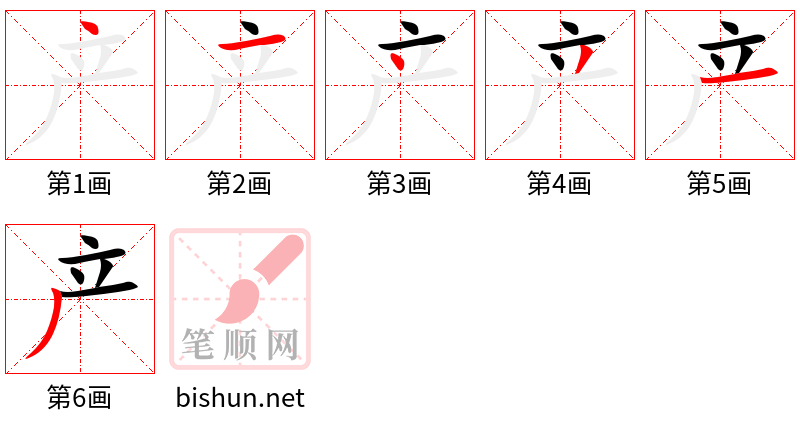 产 笔顺规范