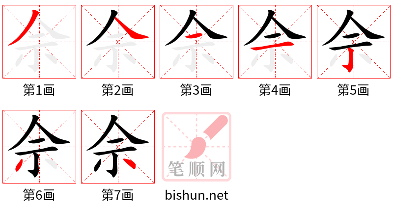 佘 笔顺规范