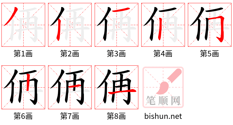 侢 笔顺规范