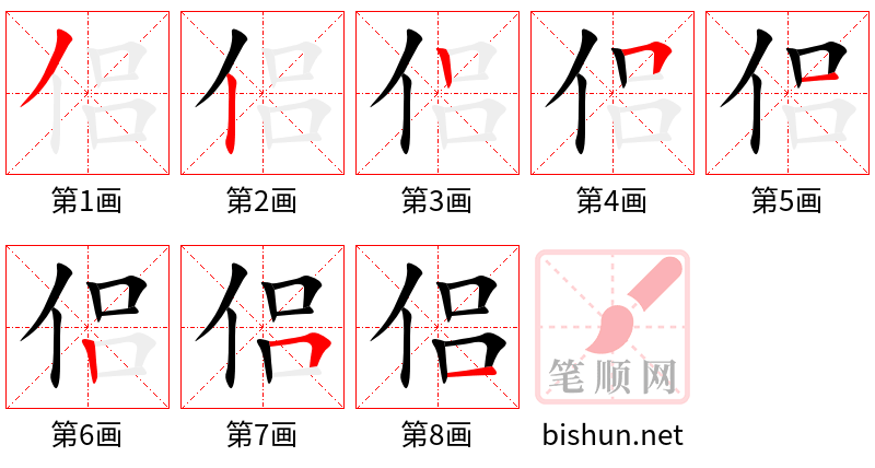 侣 笔顺规范