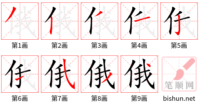 俄 笔顺规范