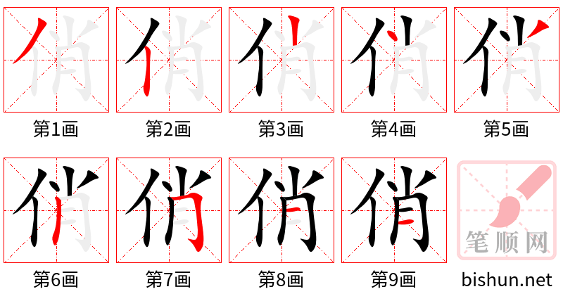 俏 笔顺规范