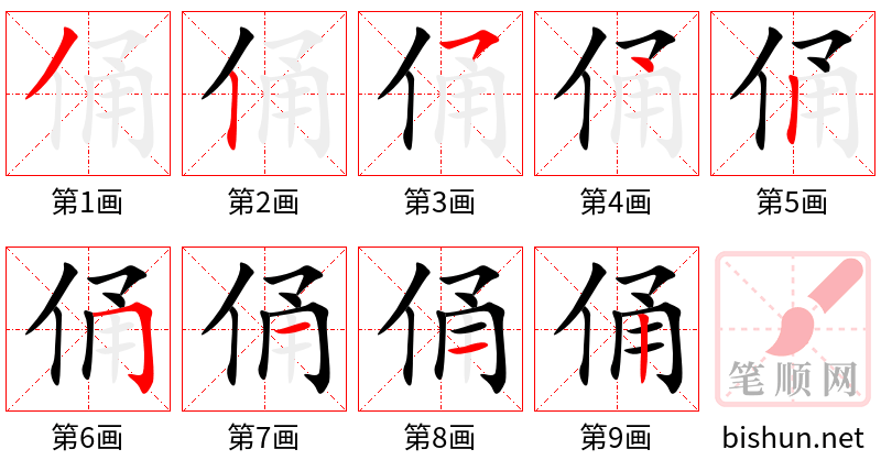 俑 笔顺规范