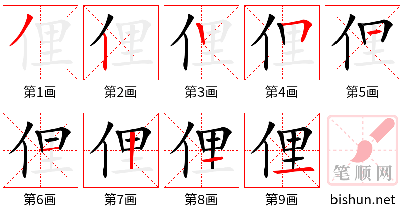 俚 笔顺规范