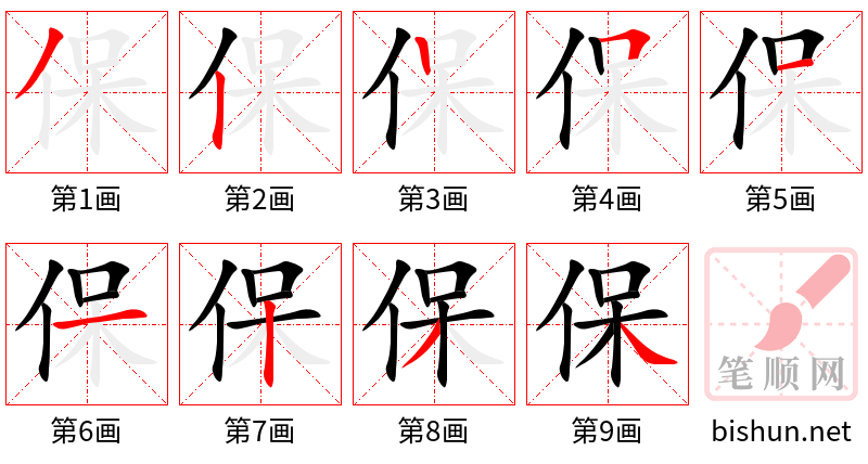 保 笔顺规范