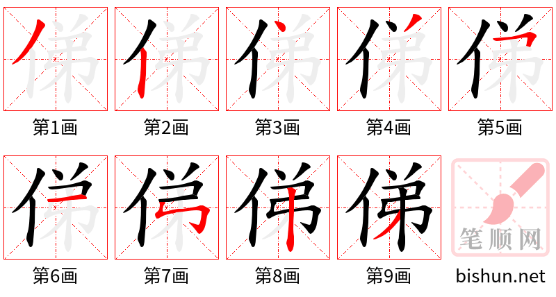 俤 笔顺规范