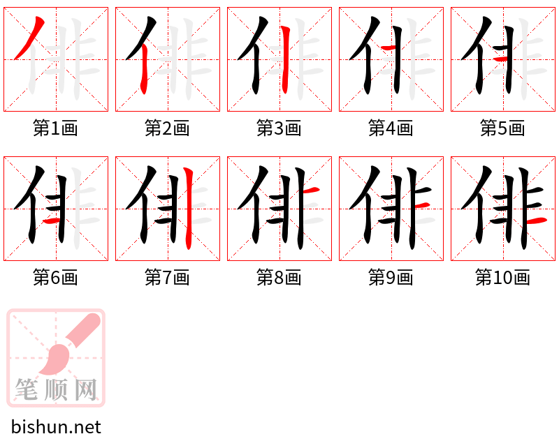 俳 笔顺规范