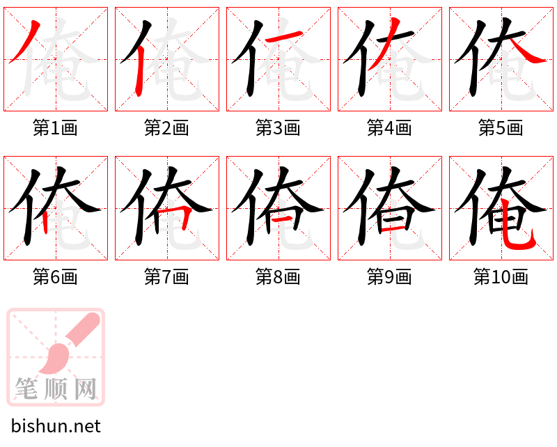 俺 笔顺规范