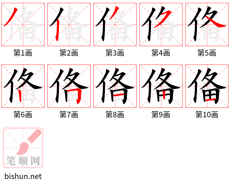 俻 笔顺规范