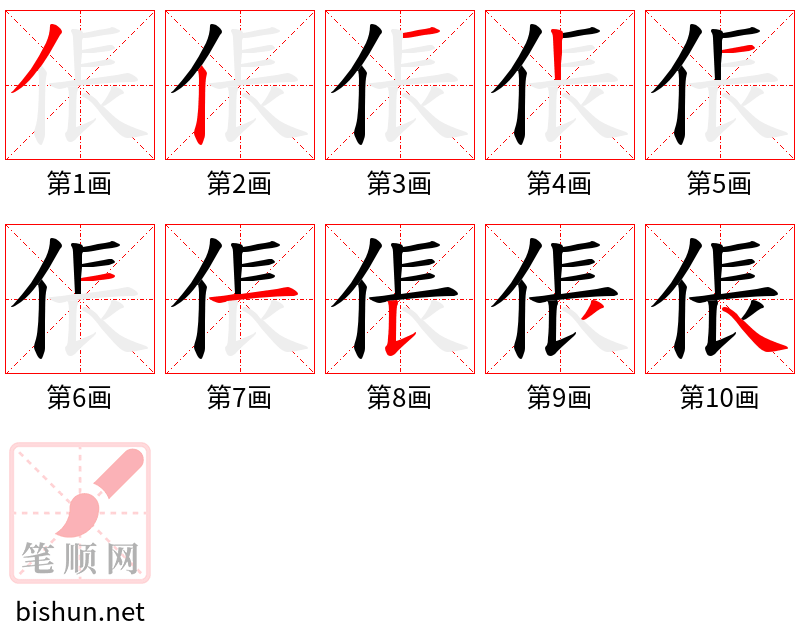 倀 笔顺规范