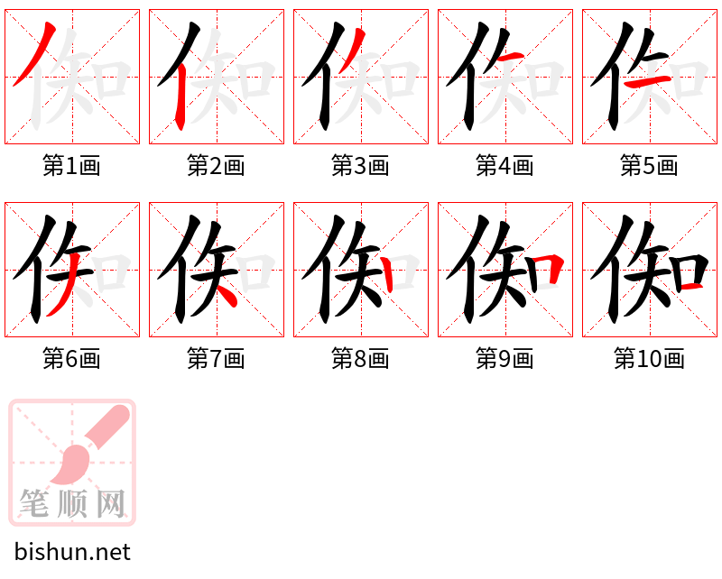 倁 笔顺规范