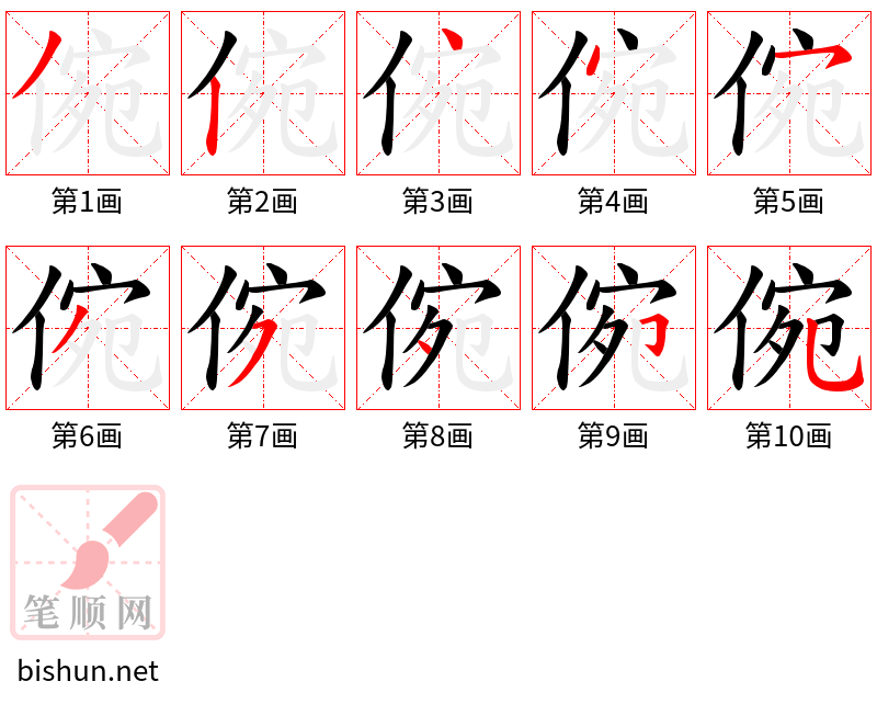 倇 笔顺规范