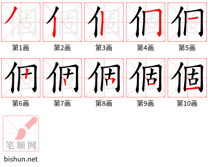 個 笔顺规范