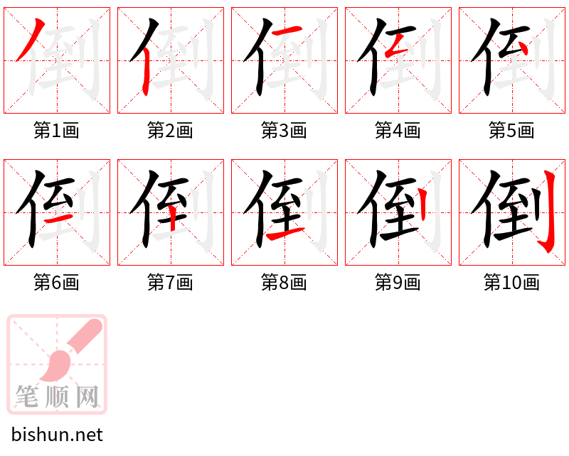 倒 笔顺规范