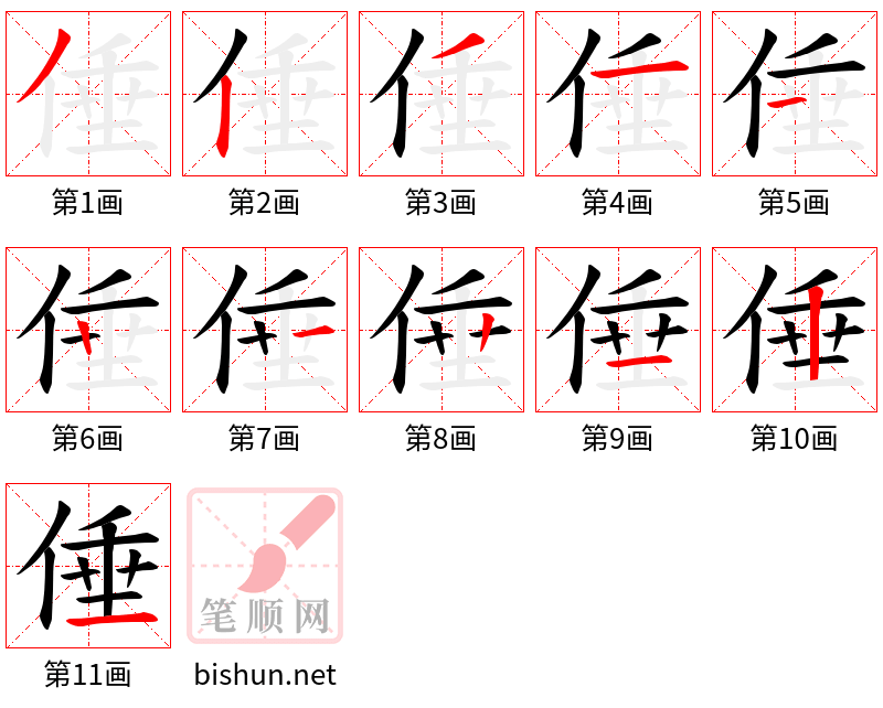 倕 笔顺规范