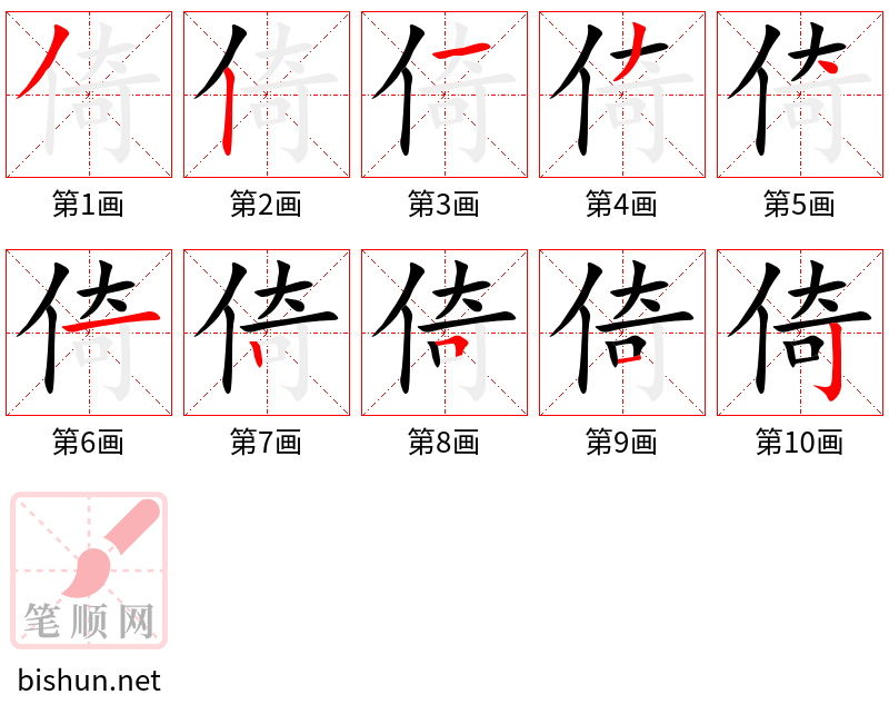 倚 笔顺规范