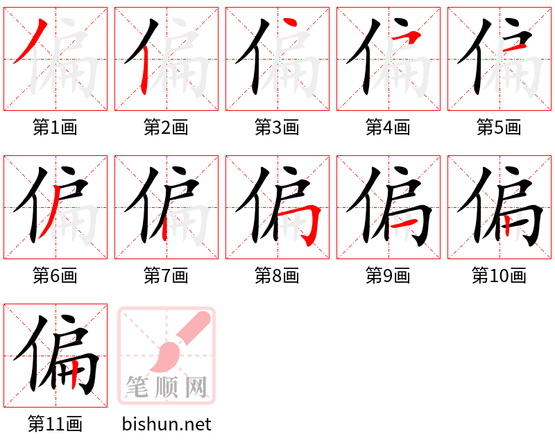 偏 笔顺规范