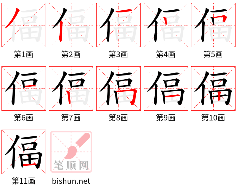 偪 笔顺规范