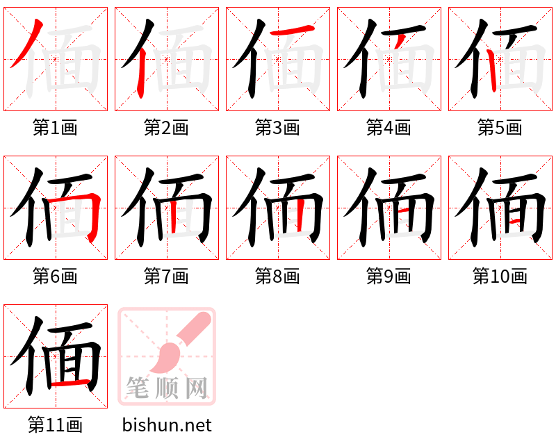 偭 笔顺规范