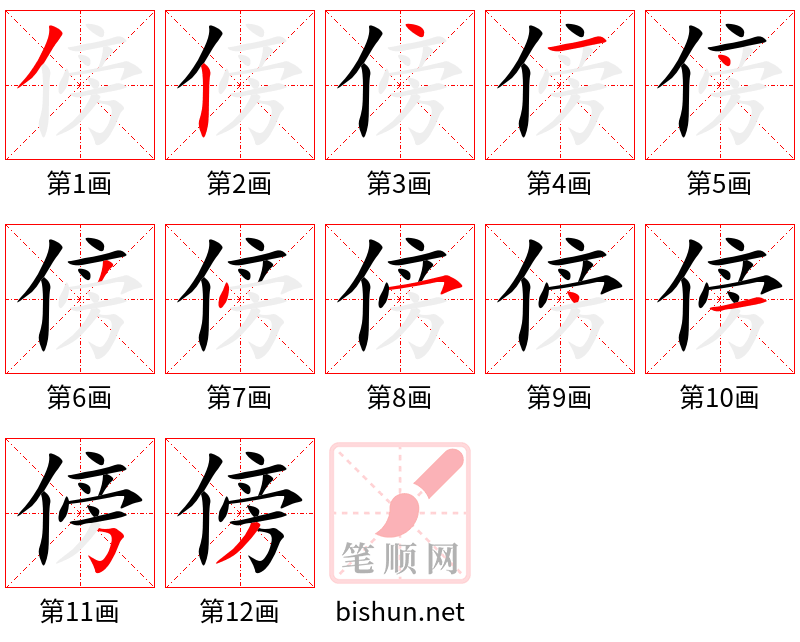 傍 笔顺规范