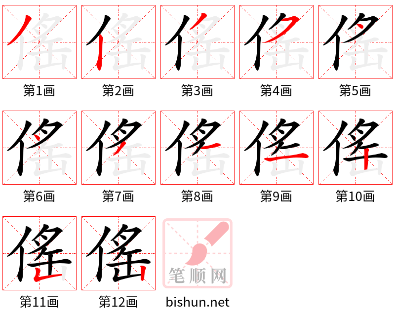 傜 笔顺规范