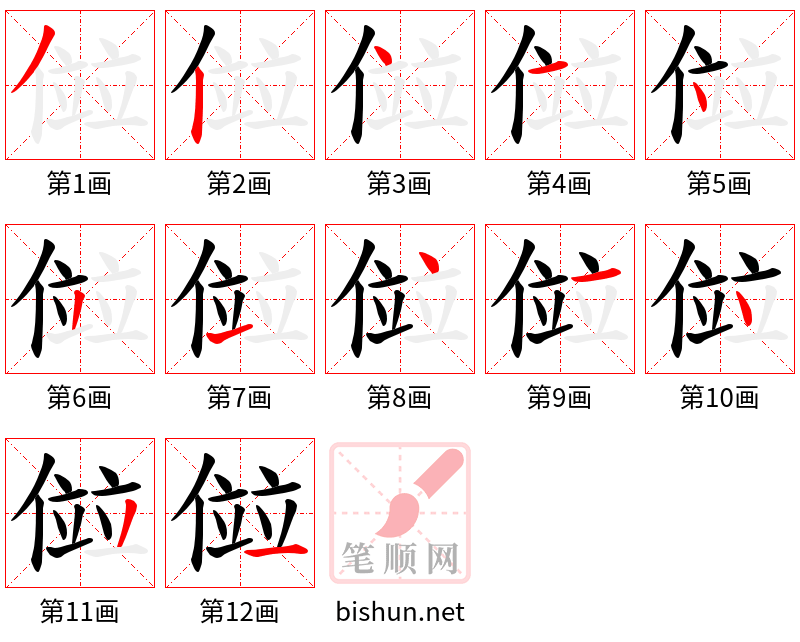 傡 笔顺规范