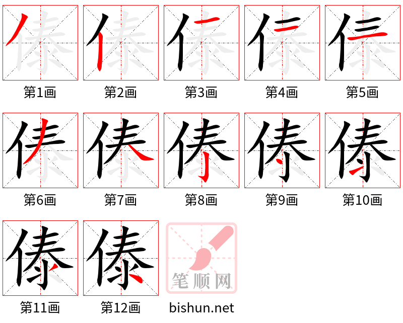 傣 笔顺规范