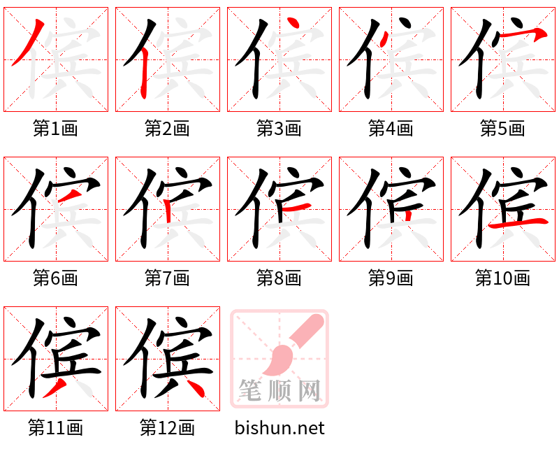 傧 笔顺规范