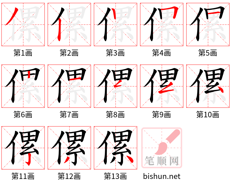 傫 笔顺规范