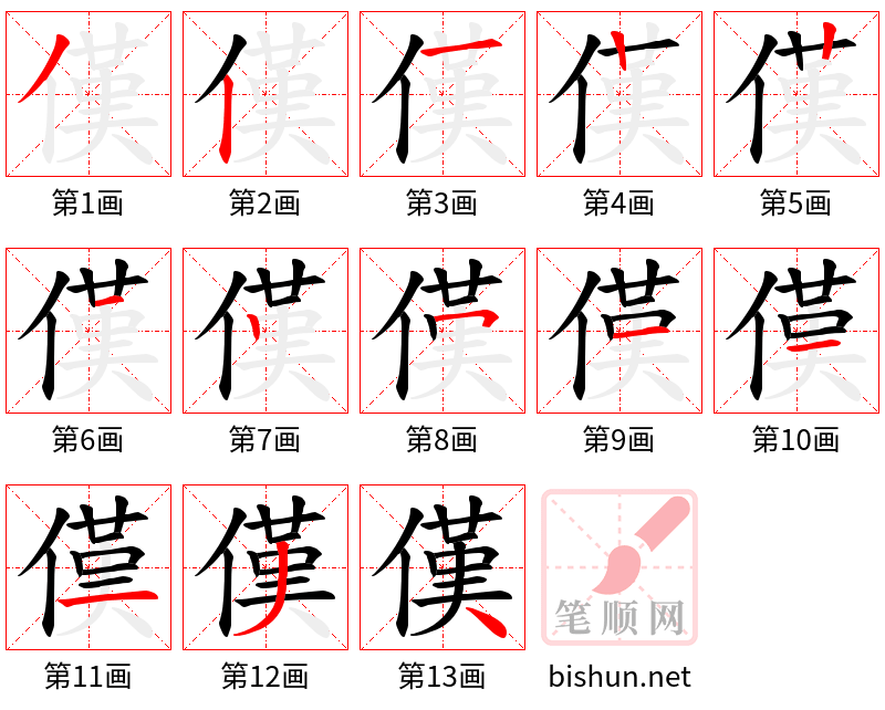 傼 笔顺规范