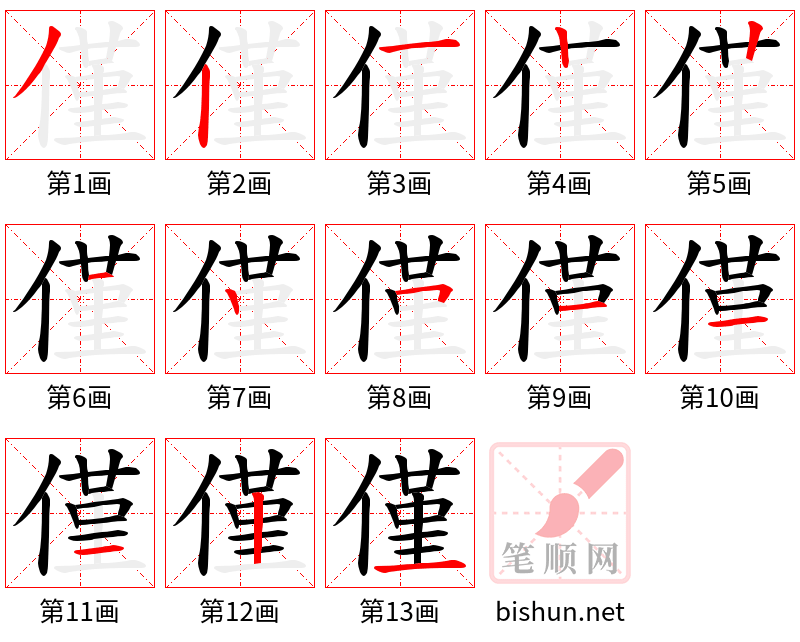 僅 笔顺规范