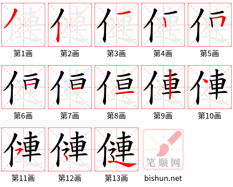 僆 笔顺规范