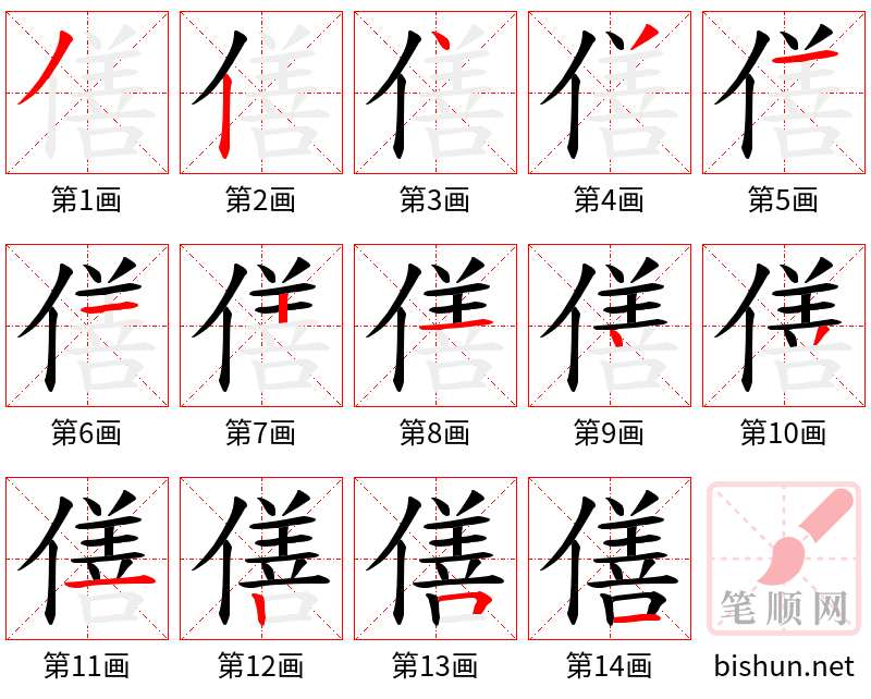 僐 笔顺规范