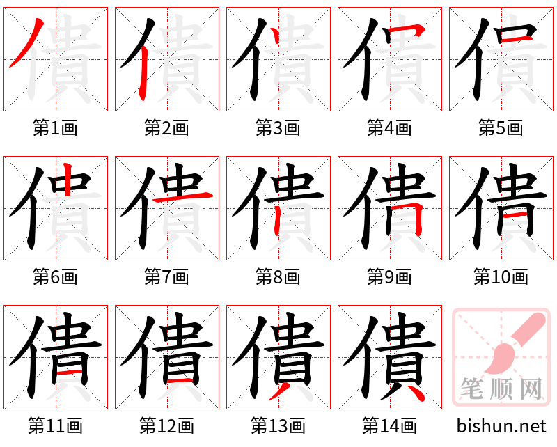 僓 笔顺规范