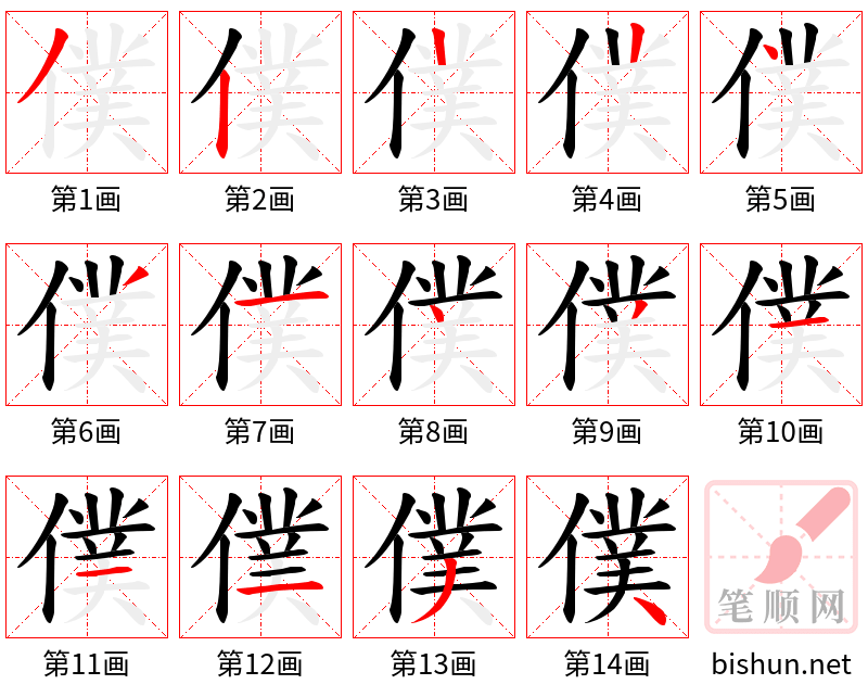 僕 笔顺规范