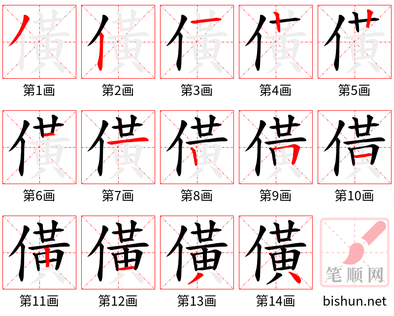 僙 笔顺规范