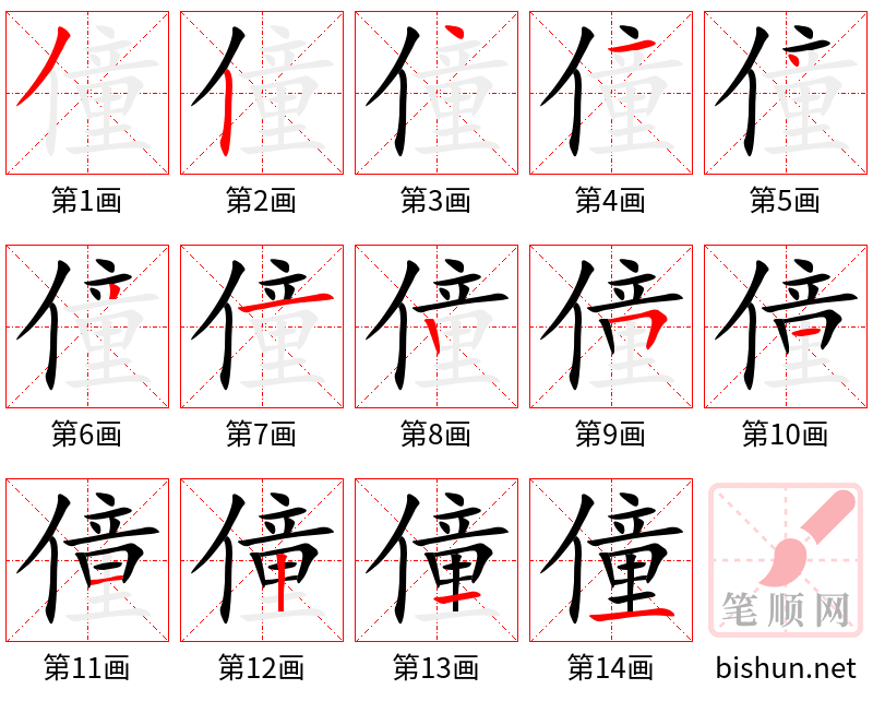 僮 笔顺规范