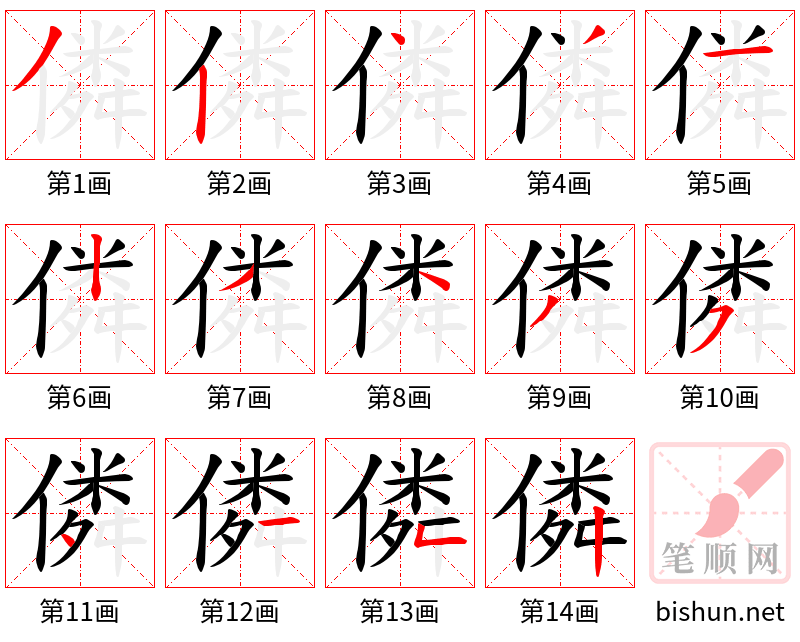 僯 笔顺规范