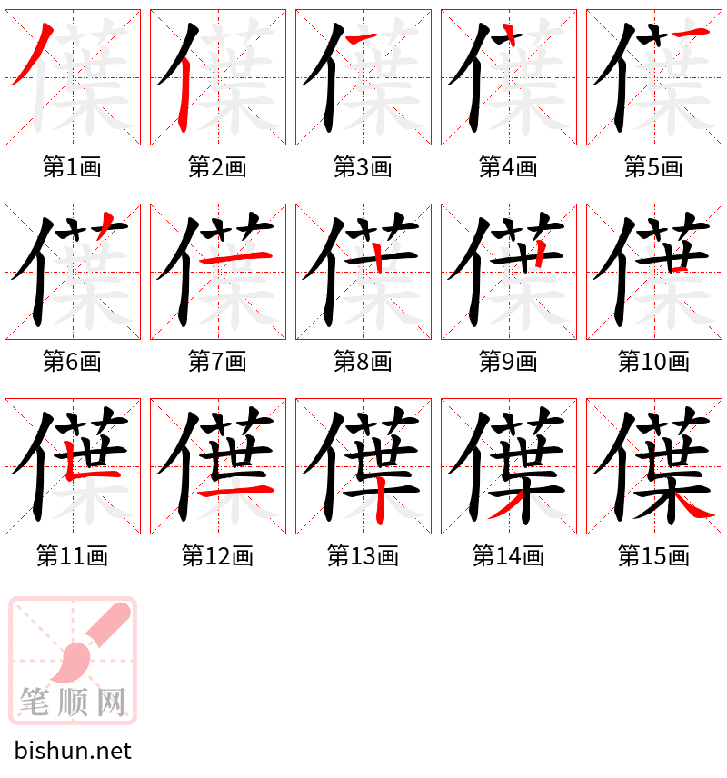 僷 笔顺规范