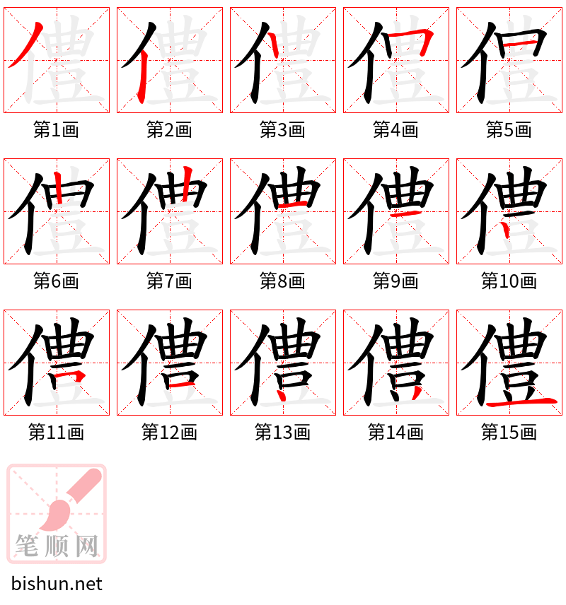 僼 笔顺规范