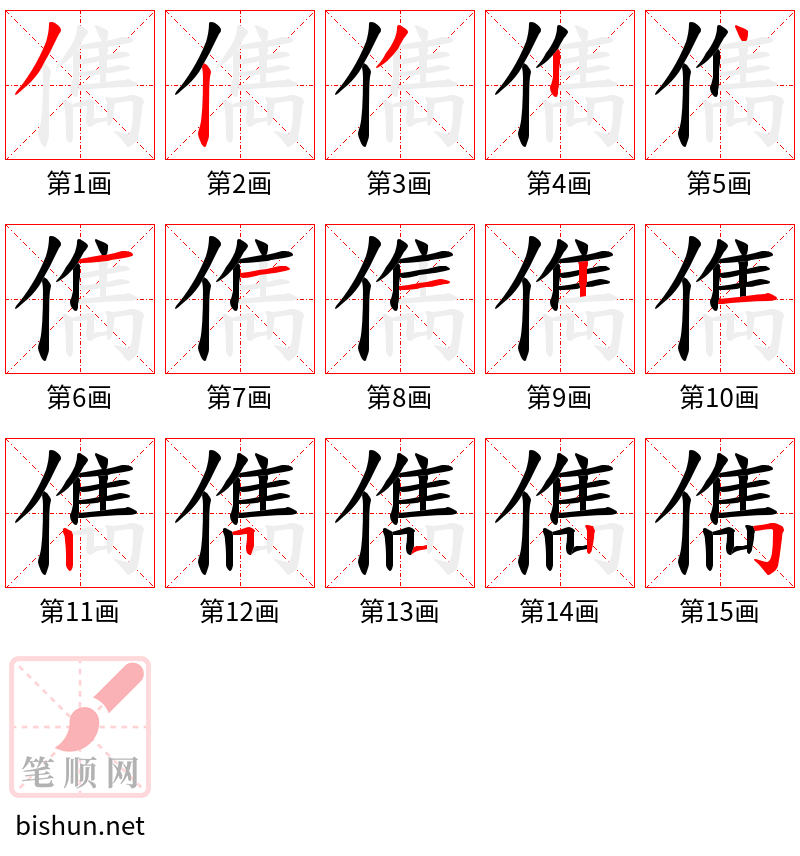 儁 笔顺规范