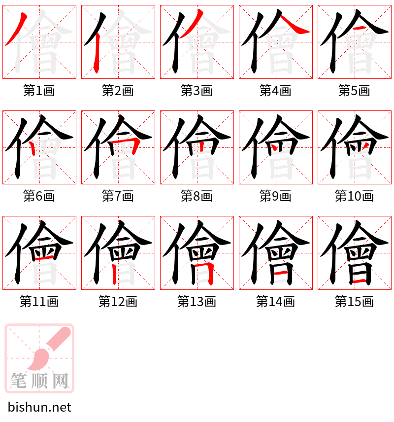 儈 笔顺规范