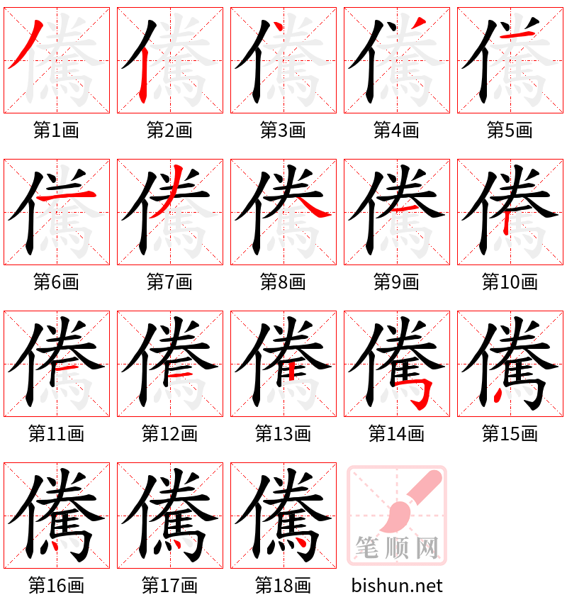 儯 笔顺规范