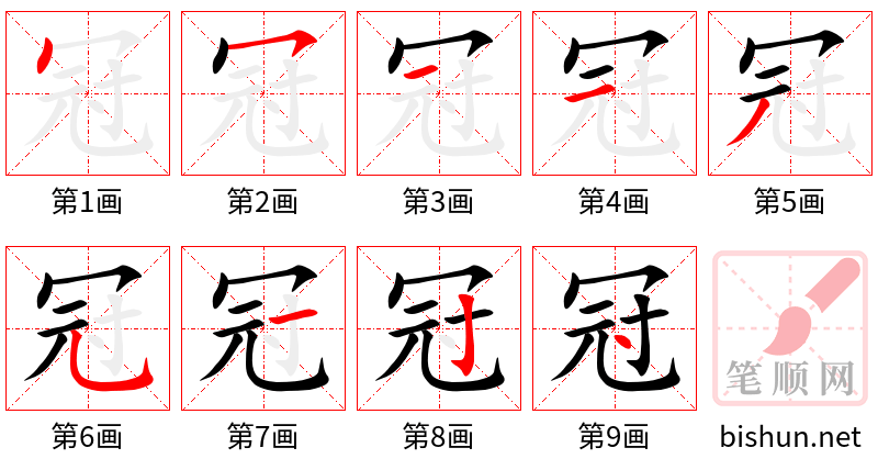 冠 笔顺规范