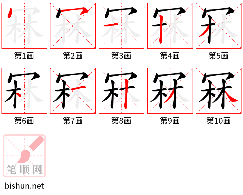 冧 笔顺规范