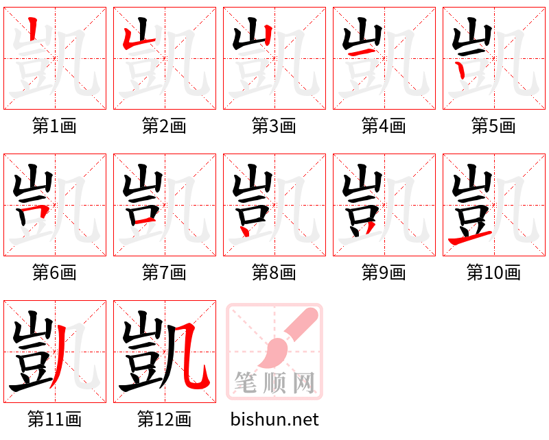 凱 笔顺规范