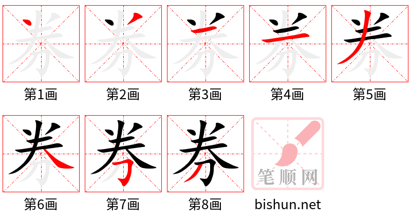 券 笔顺规范