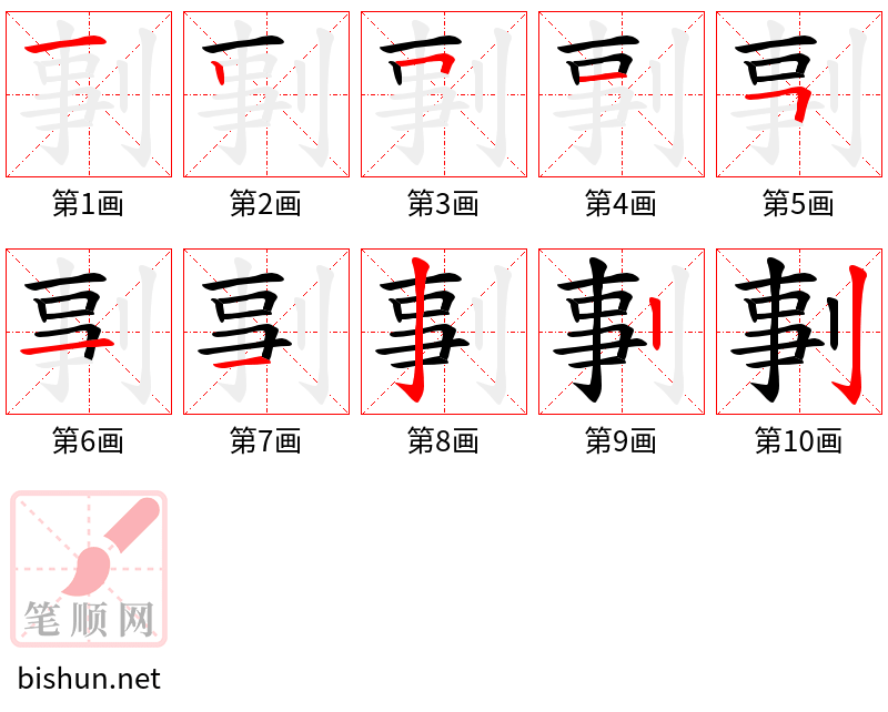 剚 笔顺规范