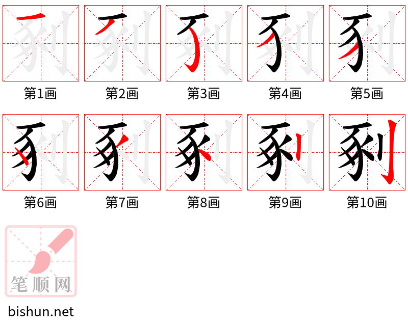 剢 笔顺规范